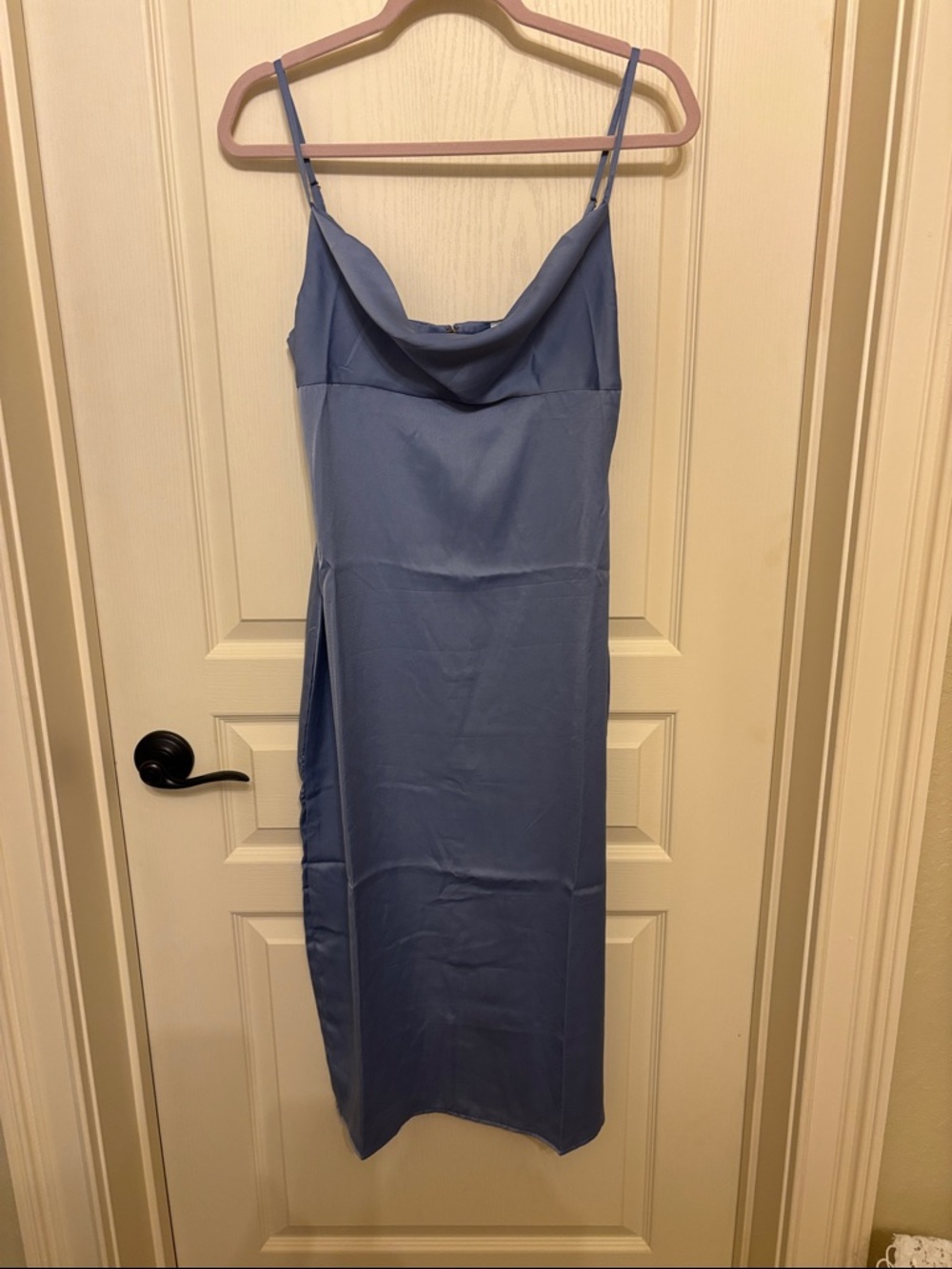 WeWoreWhat Dusty Blue Satin Slip Midi Dress